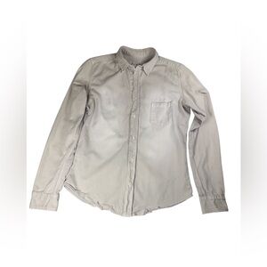 FRANK & EILEEN "Barry" Pale Gray Distressed Button-Down Shirt Size Small
